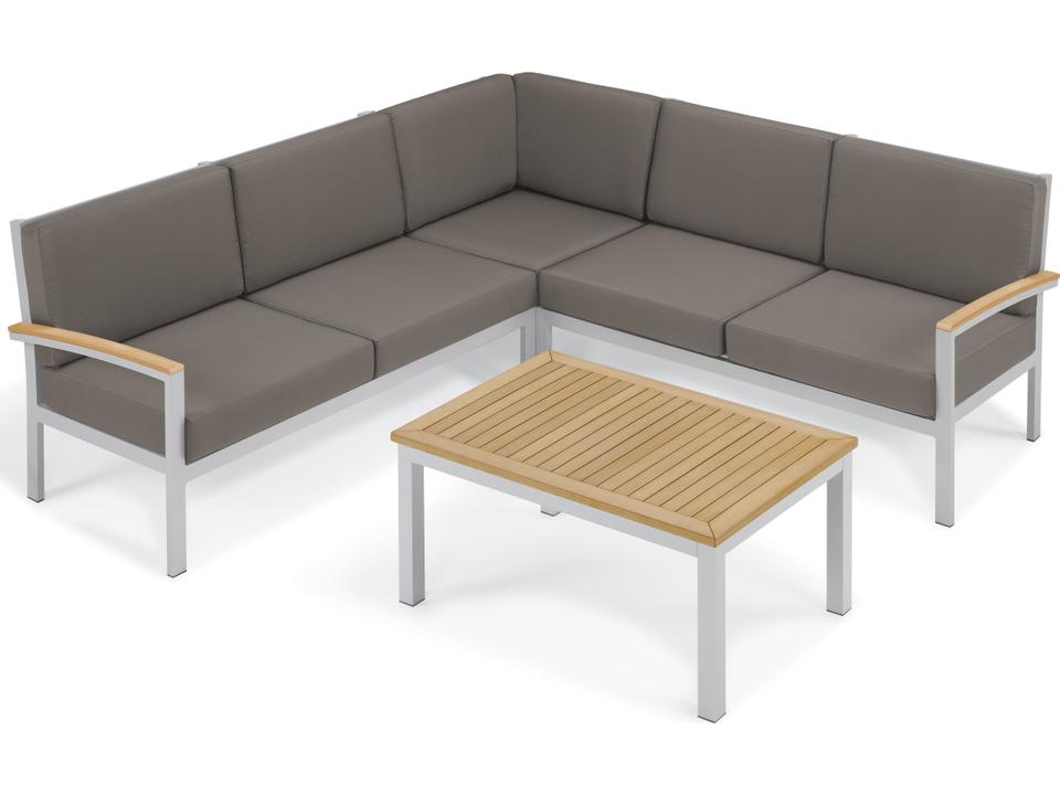 Travira 4-Piece Modular Outdoor Sectional Lounge Set with Stone Cushions