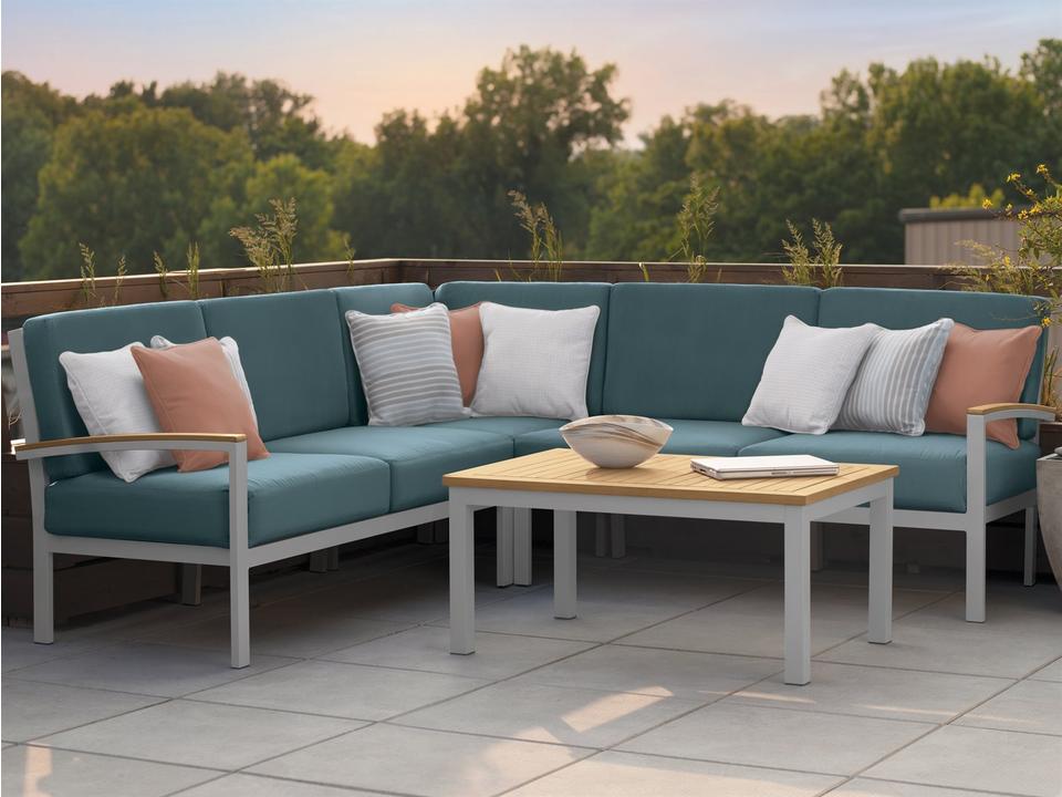 Travira 4-Piece Modular Outdoor Sectional Sofa with Ice Blue Cushions