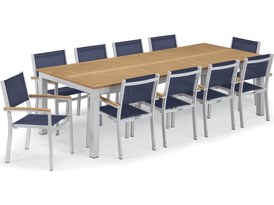 Travira Aluminum Flint 11 Piece Patio Dining Set with Ink Pen Sling