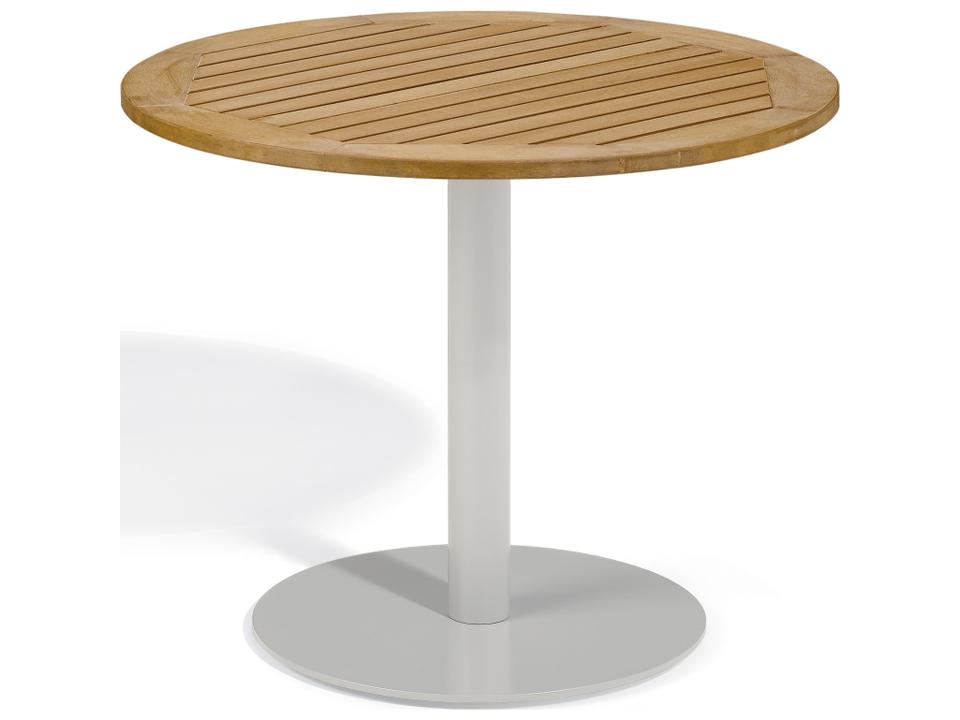 Travira 36-Inch Round Bistro Table with Natural Tekwood Top and Flint Frame