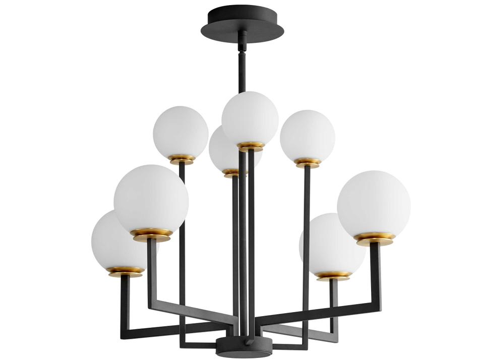 Bonzo 8-Light Globe Geometric Chandelier in Black and Aged Brass