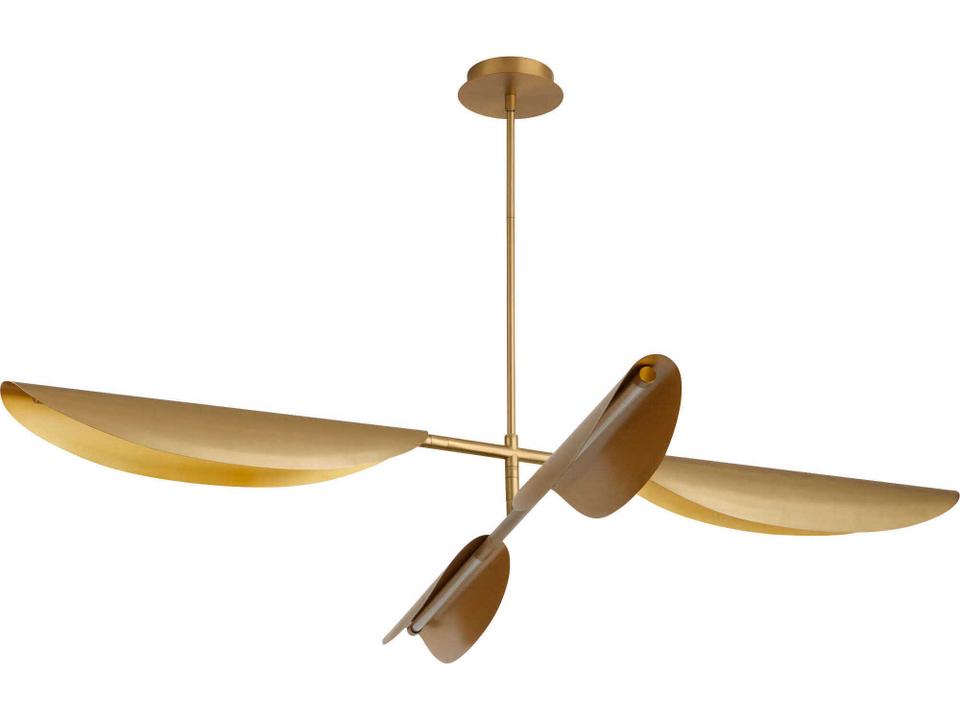 Pivot 4-Light Aged Brass Linear Chandelier with CCT Selectable LED
