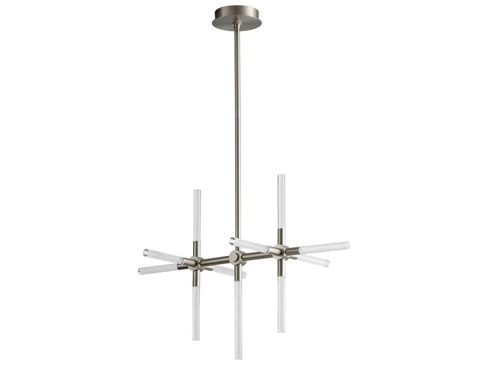 Tali 11-Light Linear Chandelier in Satin Nickel with Bubble Acrylic Rods