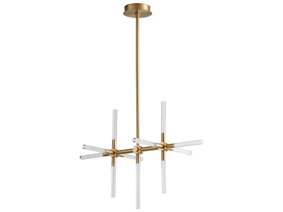 Tali 11-Light Aged Brass Linear Chandelier with Clear Bubble Glass