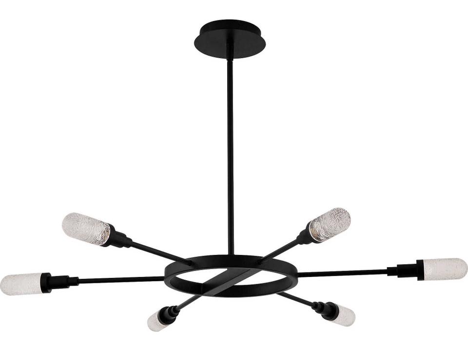 Sperano 6-Light Matte Black LED Chandelier with Frosted Glass Diffusers