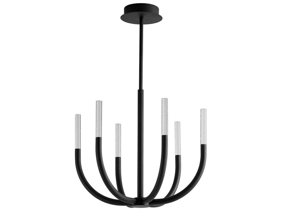 Prestoi 6-Light Black Integrated LED Linear Chandelier with Clear Glass