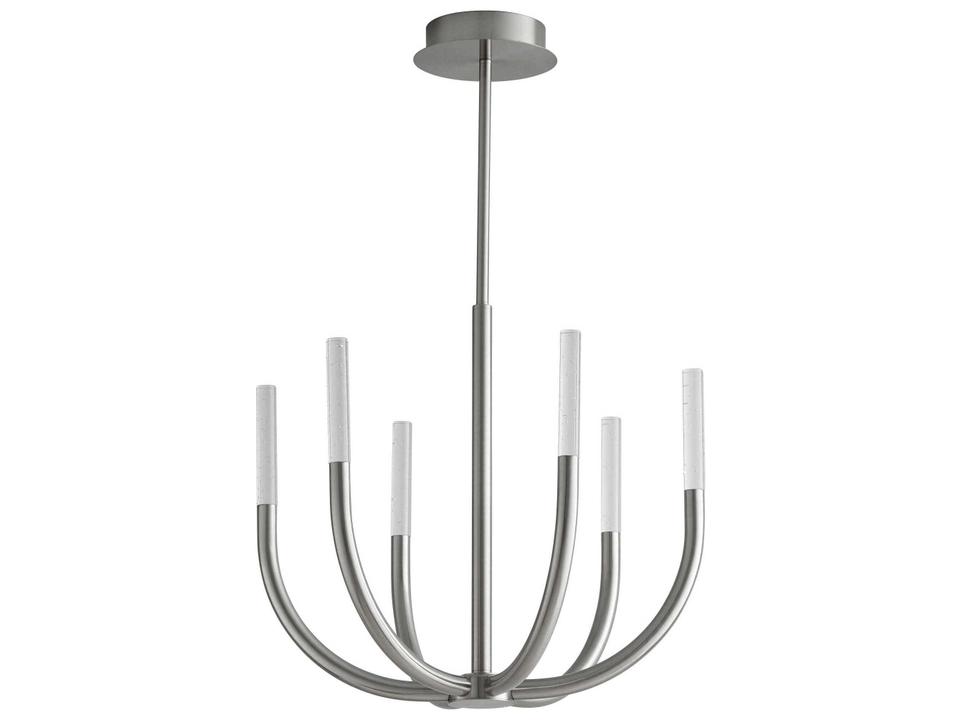 Presto 6-Light Linear Chandelier in Satin Nickel with Clear Bubble Glass