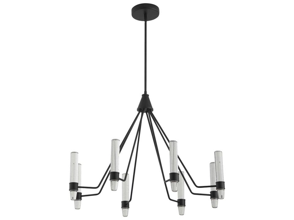 Ethos 8-Light Integrated LED Chandelier in Black Metal with Acrylic Bubble Diffusers