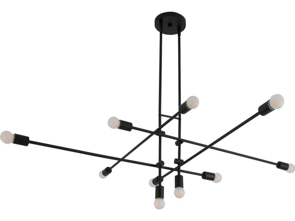 Mika 10-Light Black Steel Linear Chandelier