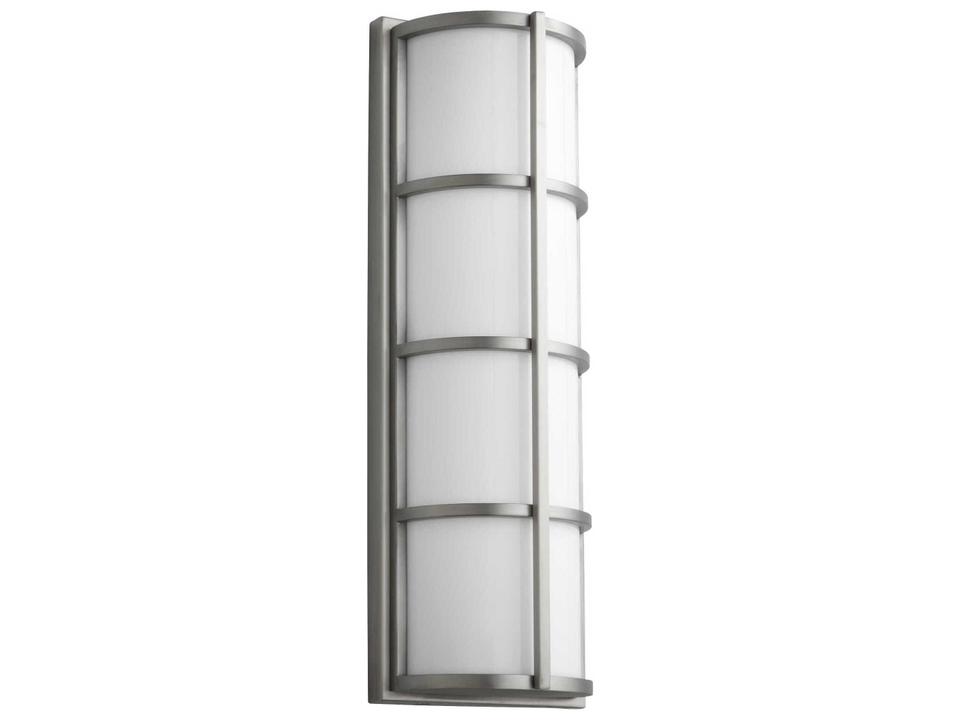 Leda 2-Light LED Outdoor Wall Sconce in Satin Nickel with Emergency Backup