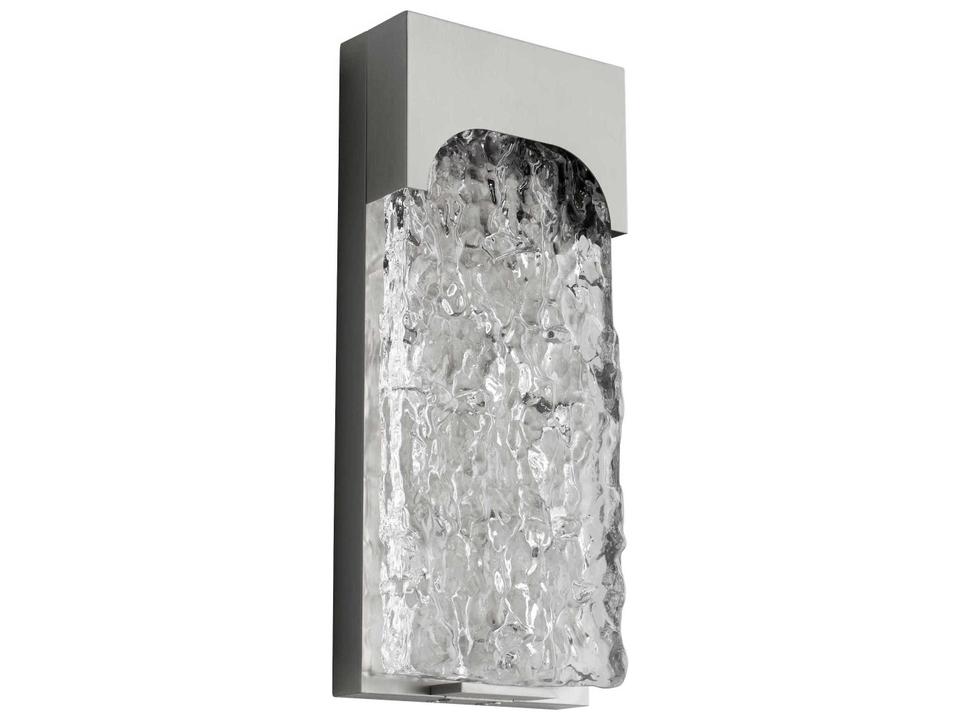Nitro 1-Light LED Outdoor Wall Sconce in Satin Nickel with Clear Chiseled Glass