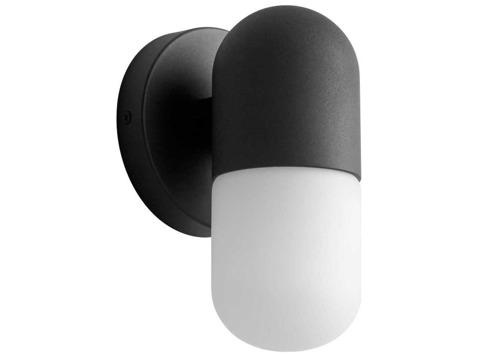 Corpus 1-Light Outdoor Wall Light in Black Cast Aluminum and Satin Opal Glass