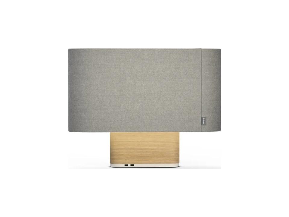 Belmont Table Lamp with Grey Fabric Shade and Oak Base