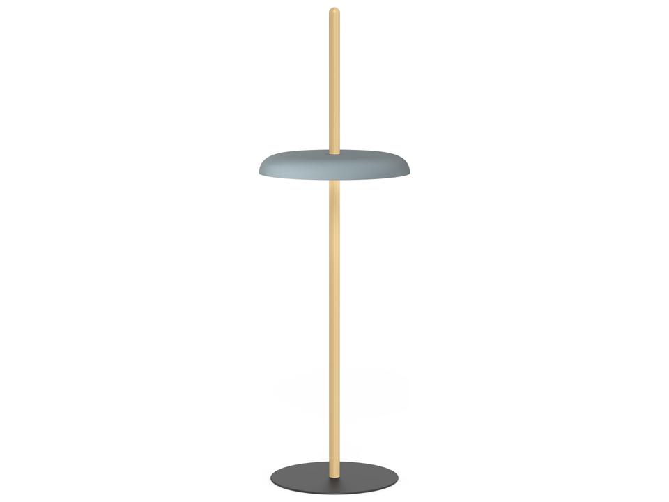 Nivel Portable Oak Wood Floor Lamp with Slate Blue Shade