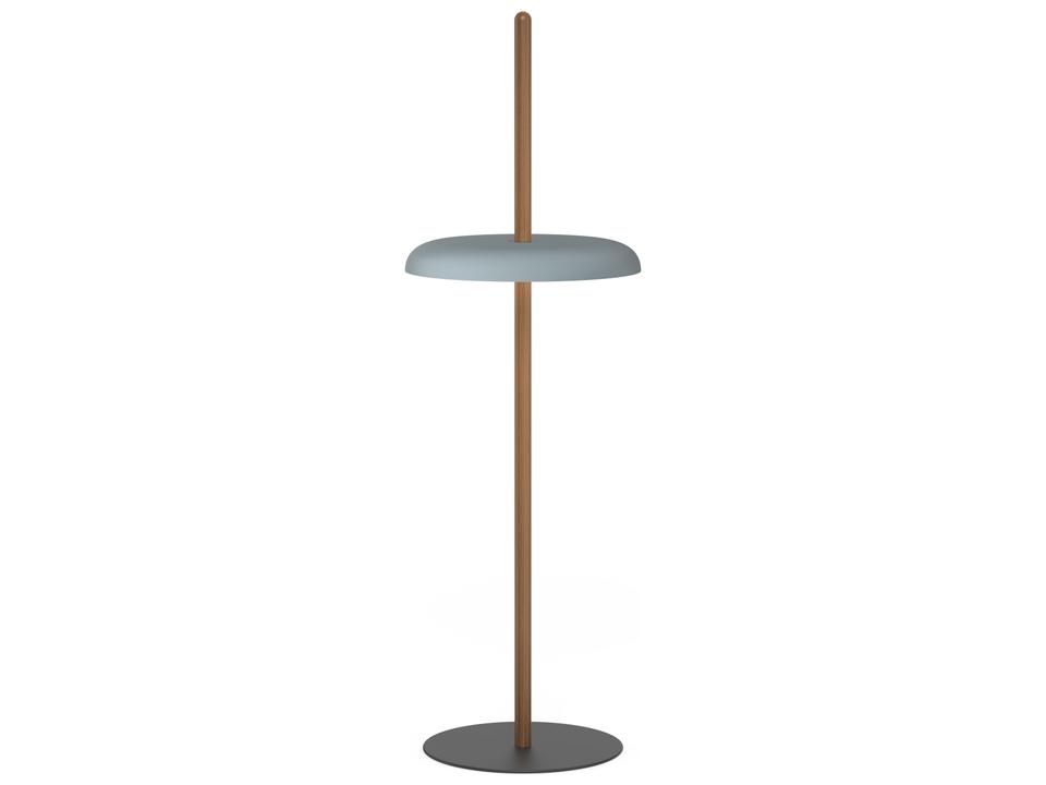 Designs Nivel Walnut Post Portable Floor Lamp with Slate Blue Shade
