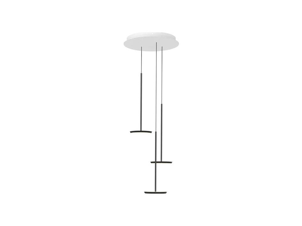 Sky Solo 3-Light Linear LED Chandelier in Matte Black with Dim-to-Warm Flat Panel LEDs