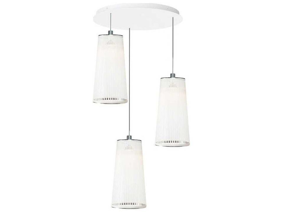 Solis 3 Light Chandelier in Polyester Fabric and Nickel Chrome Steel by Carmine Deganello