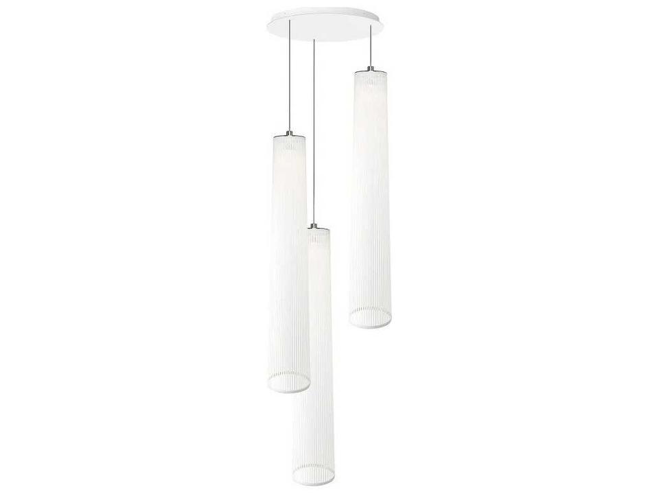 Solis 3-Light Chandelier in Fabric and Nickel-Chrome Steel by Carmine Deganello