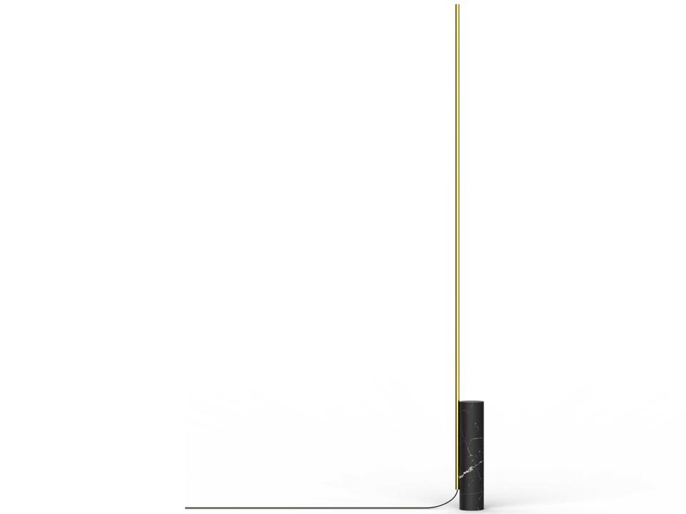T.O Floor Lamp with Black Marquina Marble Base and Polished Brass Arm