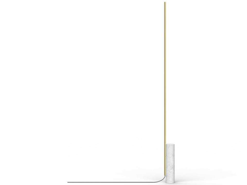 T.O Floor Lamp with White Marble Base and Brass Arm