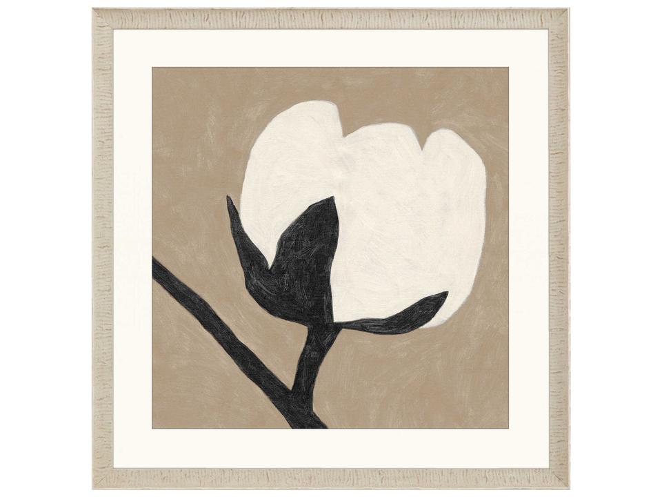 Florals Delicate Sketch Solo Framed Giclee Wall Art in Ivory Wood