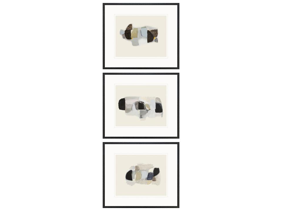 Goudy Sans Abstract Giclee Framed Art Set of 3 with Espresso Frames