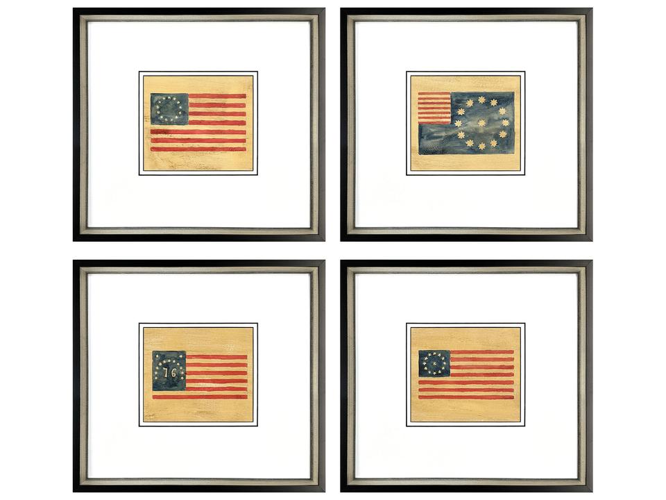 American Flags I Framed Wall Art Set of 4