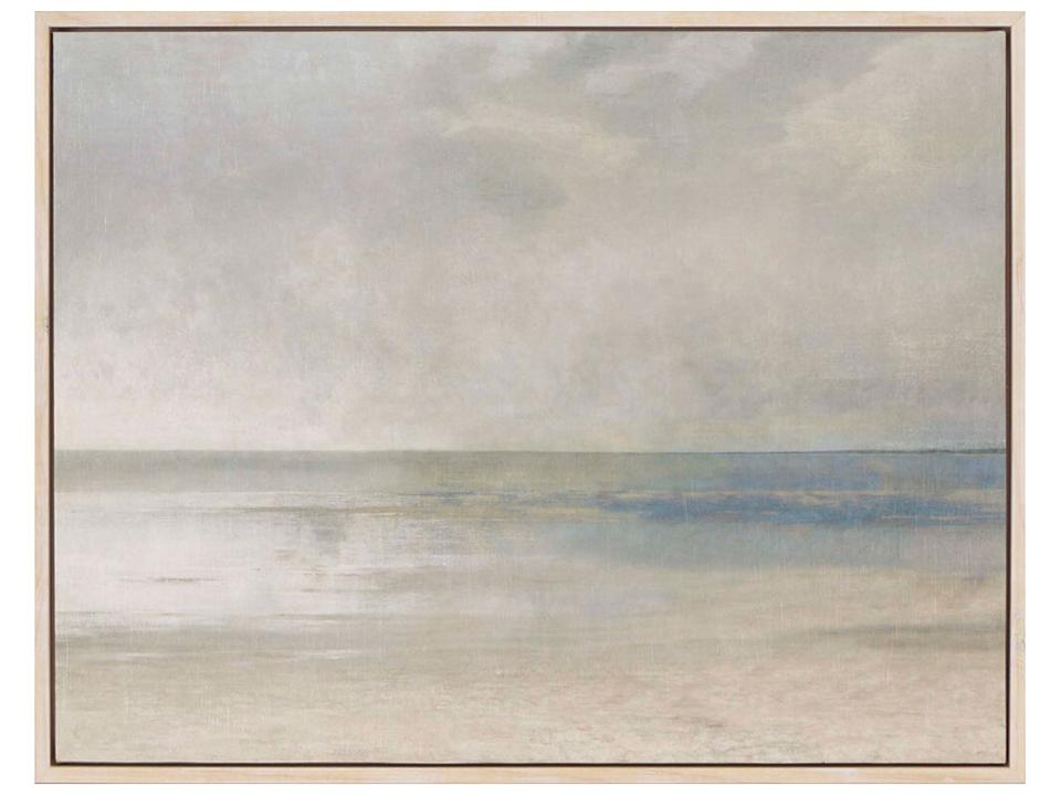 Waterside Pastel Seascape-III Framed Wall Art with Whitewash Wood Floater Frame