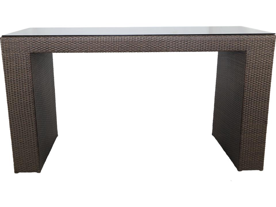 Exotic Rectangular Wicker Bar Table with Tempered Glass Top