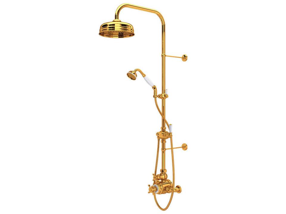 Edwardian Exposed Thermostatic Shower System English Gold