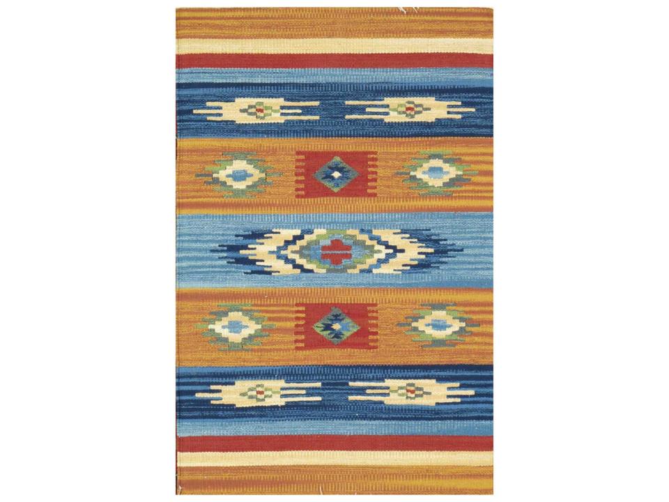 Anatolian Southwestern Hand-Woven Cotton Area Rug