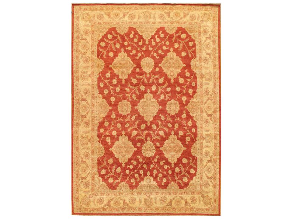 Denver Bordered Area Rug 10x14 Rust and Beige
