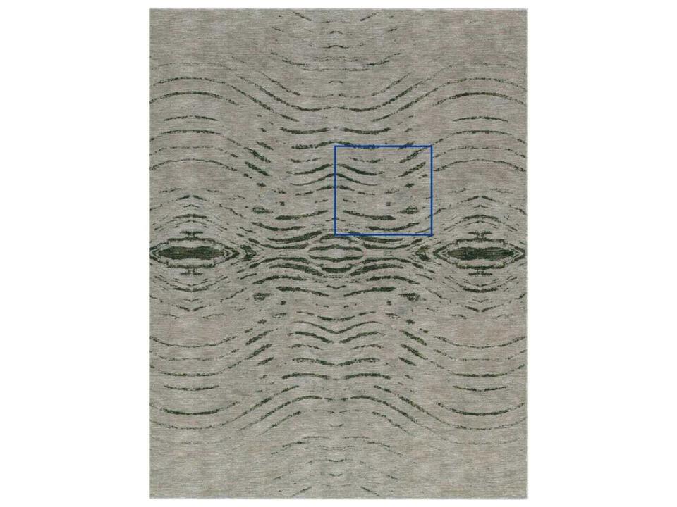 Modern Collection Hand-Knotted Silk & Wool Area Rug in Ivory