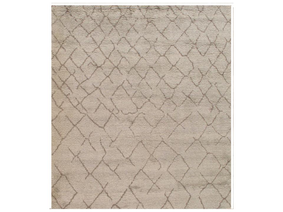 Moroccan Hand-Knotted Wool Area Rug Light Gray 18'9" x 10'
