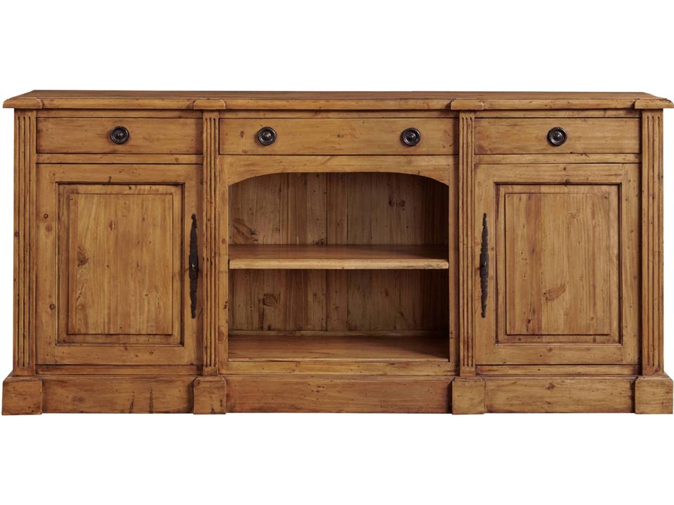 84-Inch Pine Wood European Sideboard with Open Arch and Adjustable Shelves