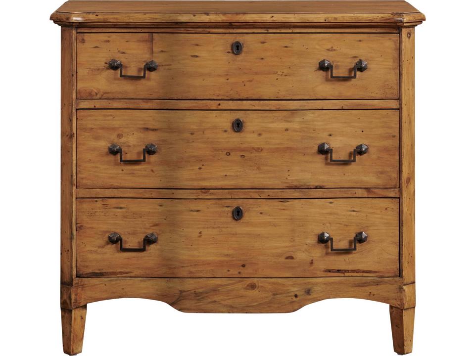 French Breakfront 3-Drawers Dresser in Olde Pine Wood