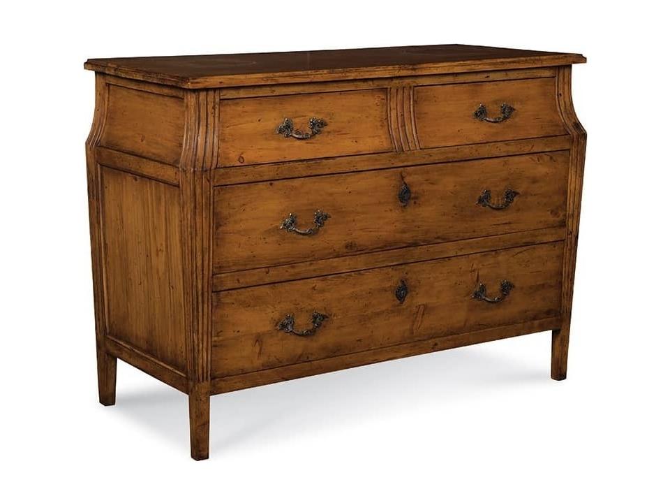 4-Drawers Brown Pine Wood Dresser