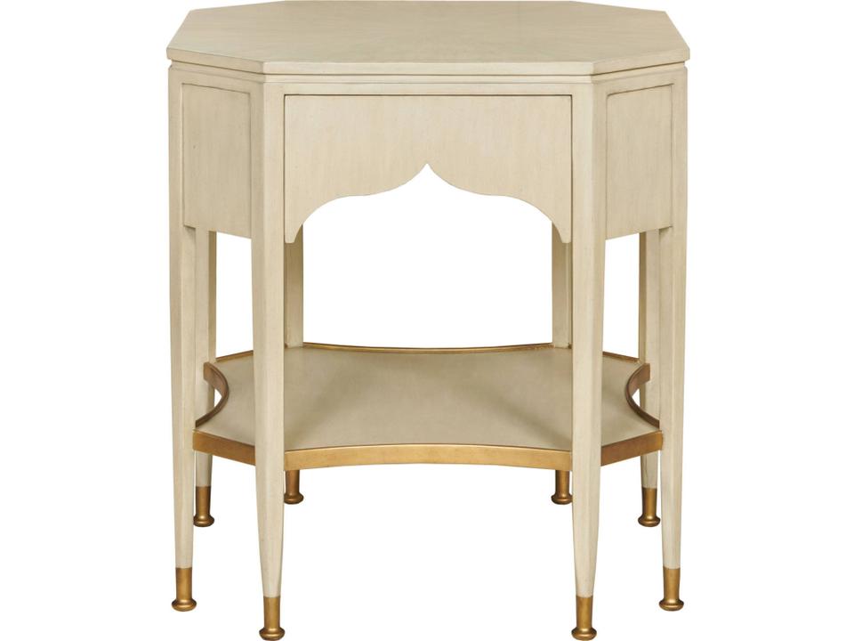 Octagonal Wood End Table Linen Paint Finish