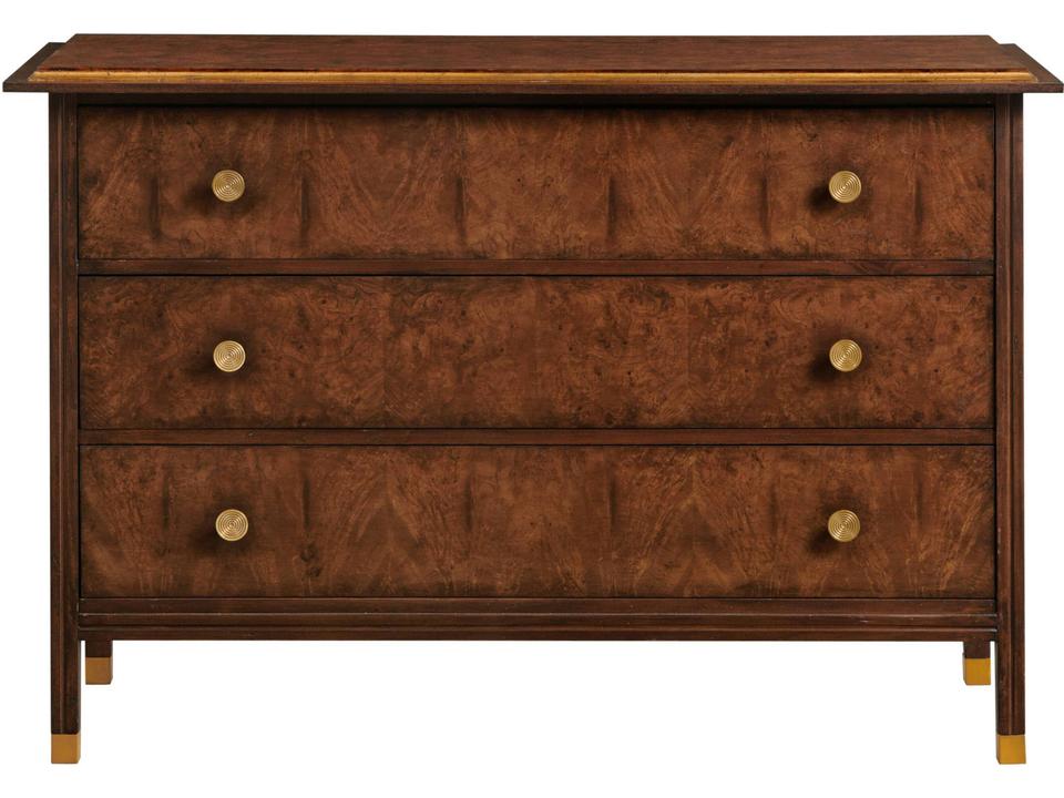 3-Drawers Brown Mahogany Wood Dresser