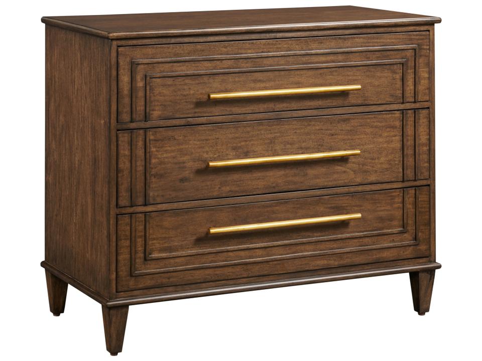 Mocha Brown Walnut Wood Three-Drawer Accent Chest