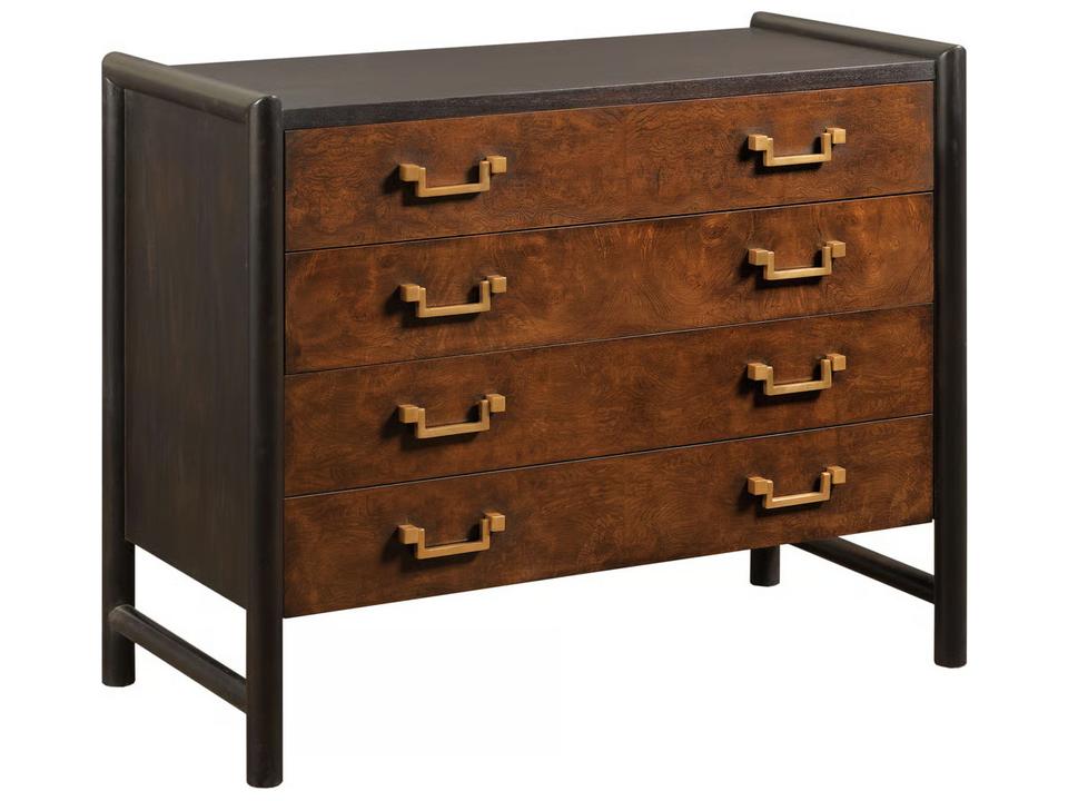 Eurasian 3-Drawer Accent Chest with Mahogany Burl Drawers