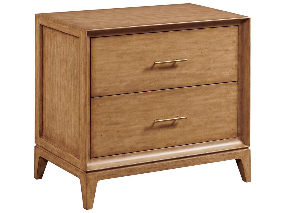 Two Drawer Accent Chest in Brown Walnut Wood