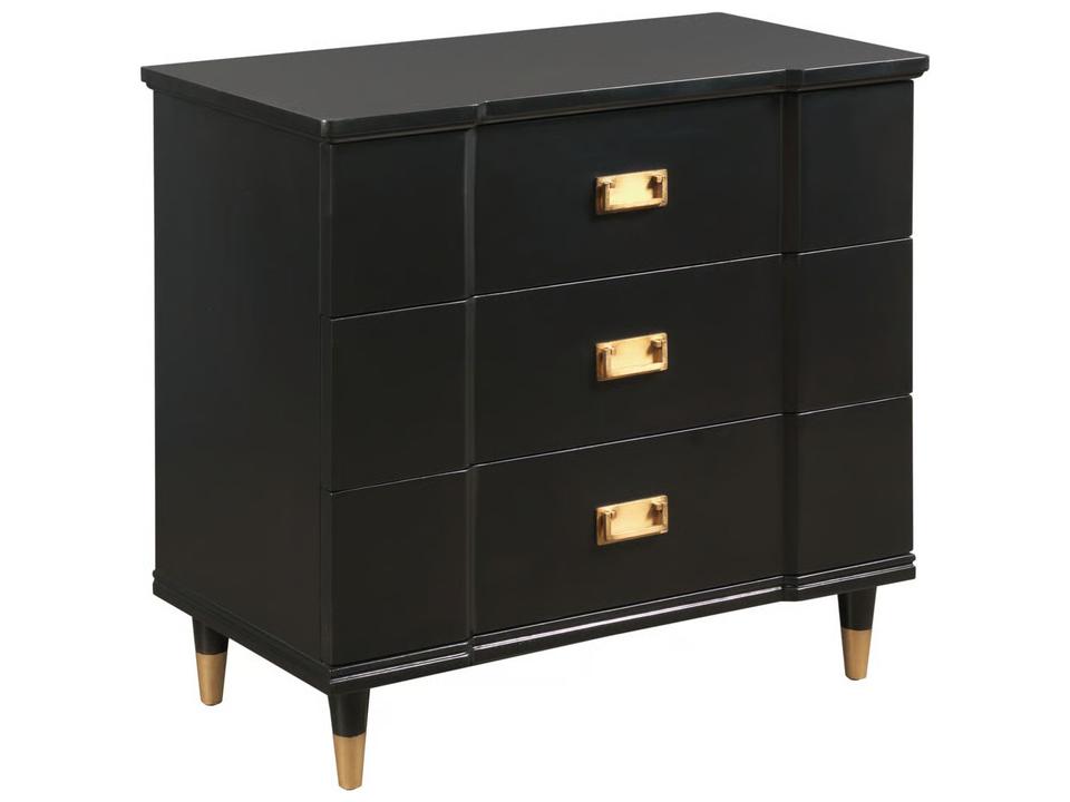 Three-Drawer Breakfronted Accent Chest in Black Walnut Wood