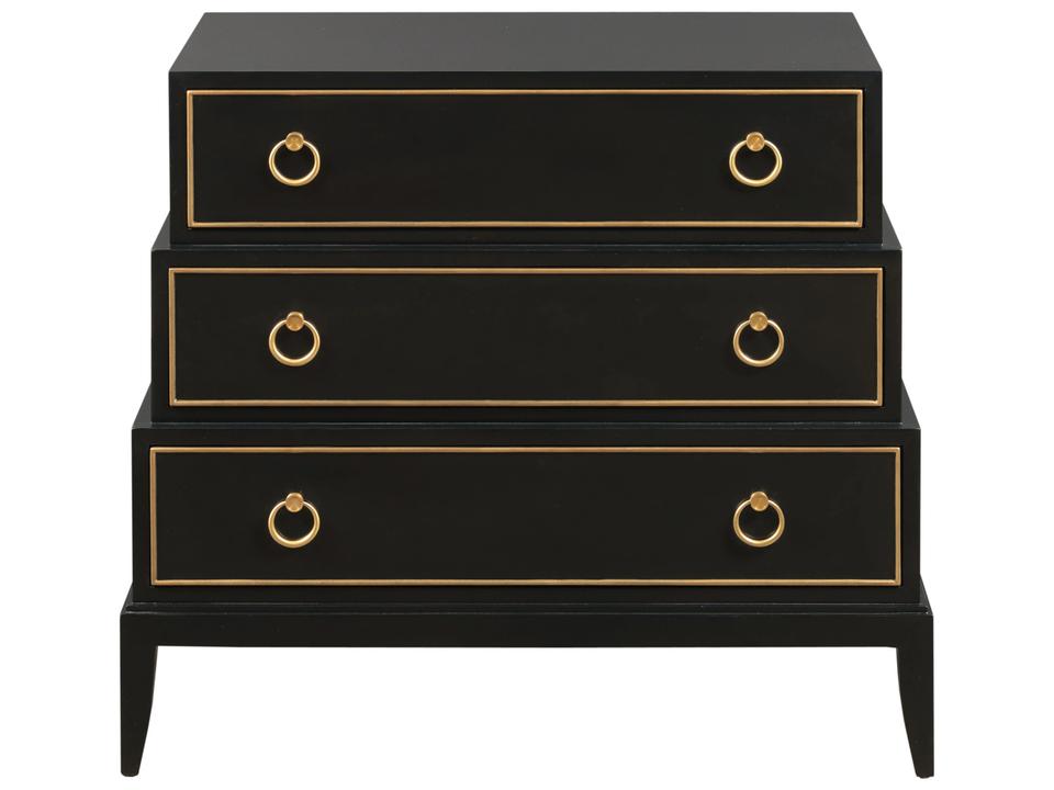 Three Drawer Stack Accent Chest in Black Sheen Walnut