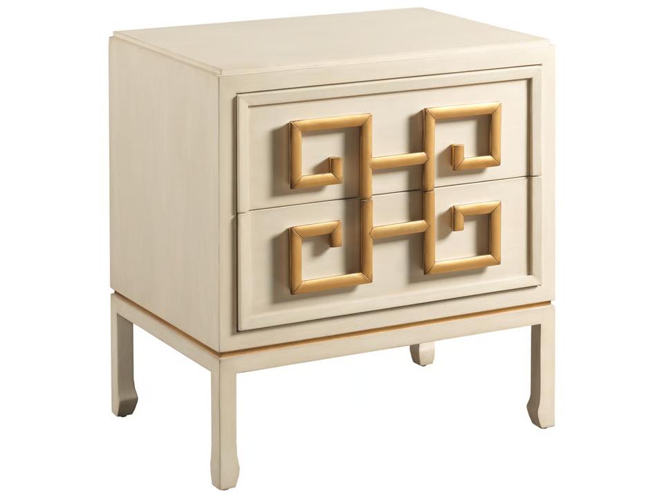 Mandarin Linen White Walnut Wood Two-Drawer Accent Chest