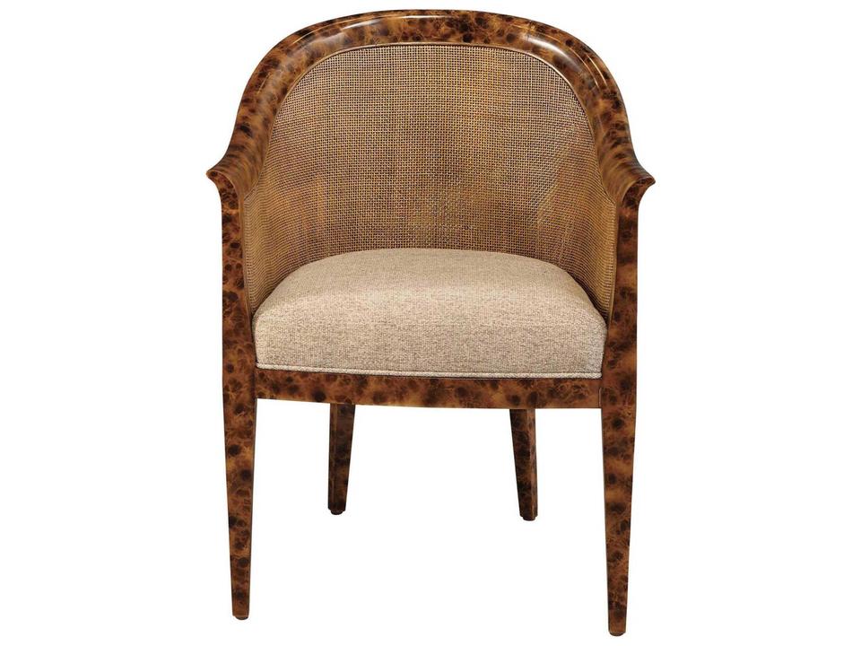 Genova Brown Upholstered Arm Dining Chair in Tortoise Finish