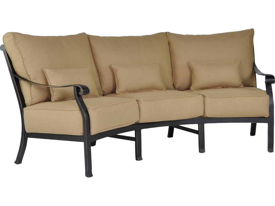 Madrid Deep Seating Cast Aluminum Crescent Sofa with Three Kidney Pillows