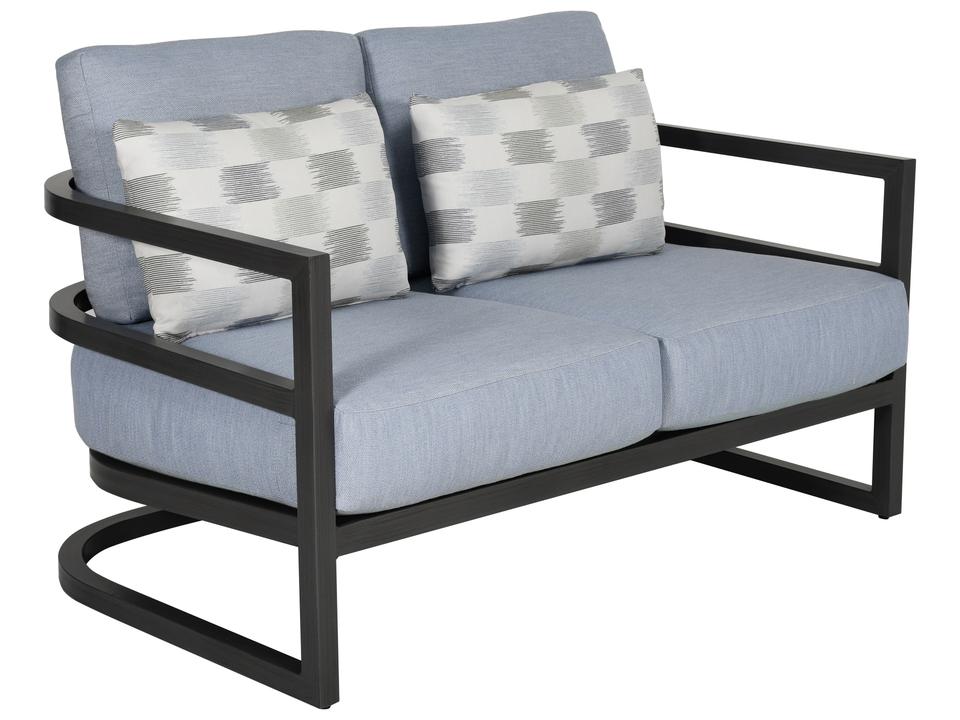 Gala Cushion Aluminum Outdoor Loveseat with Accent Pillow
