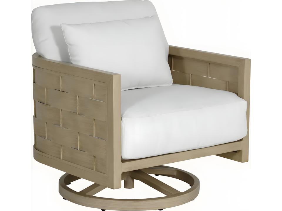 Biscayne Cast Aluminum Swivel Rocker Lounge Chair with Accent Pillow