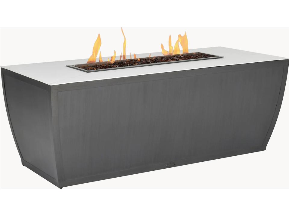 Largo Smooth Aluminum Rectangular Outdoor Coffee Table with Firepit
